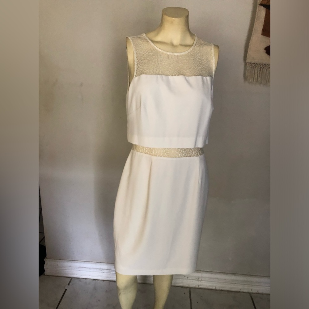 Aiden Aiden Mattox Ivory White Lace Accent Formal Dress Sz 10